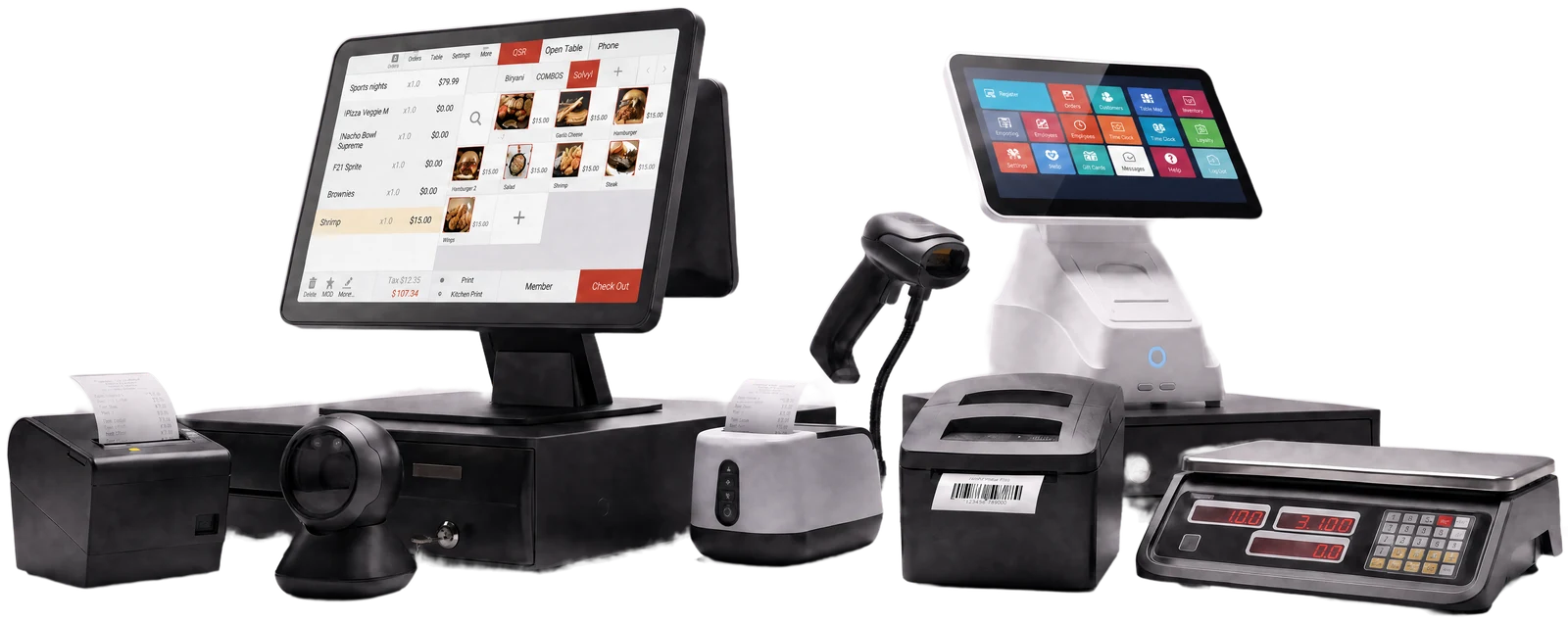 JET POS stations, printers, scanners and scale